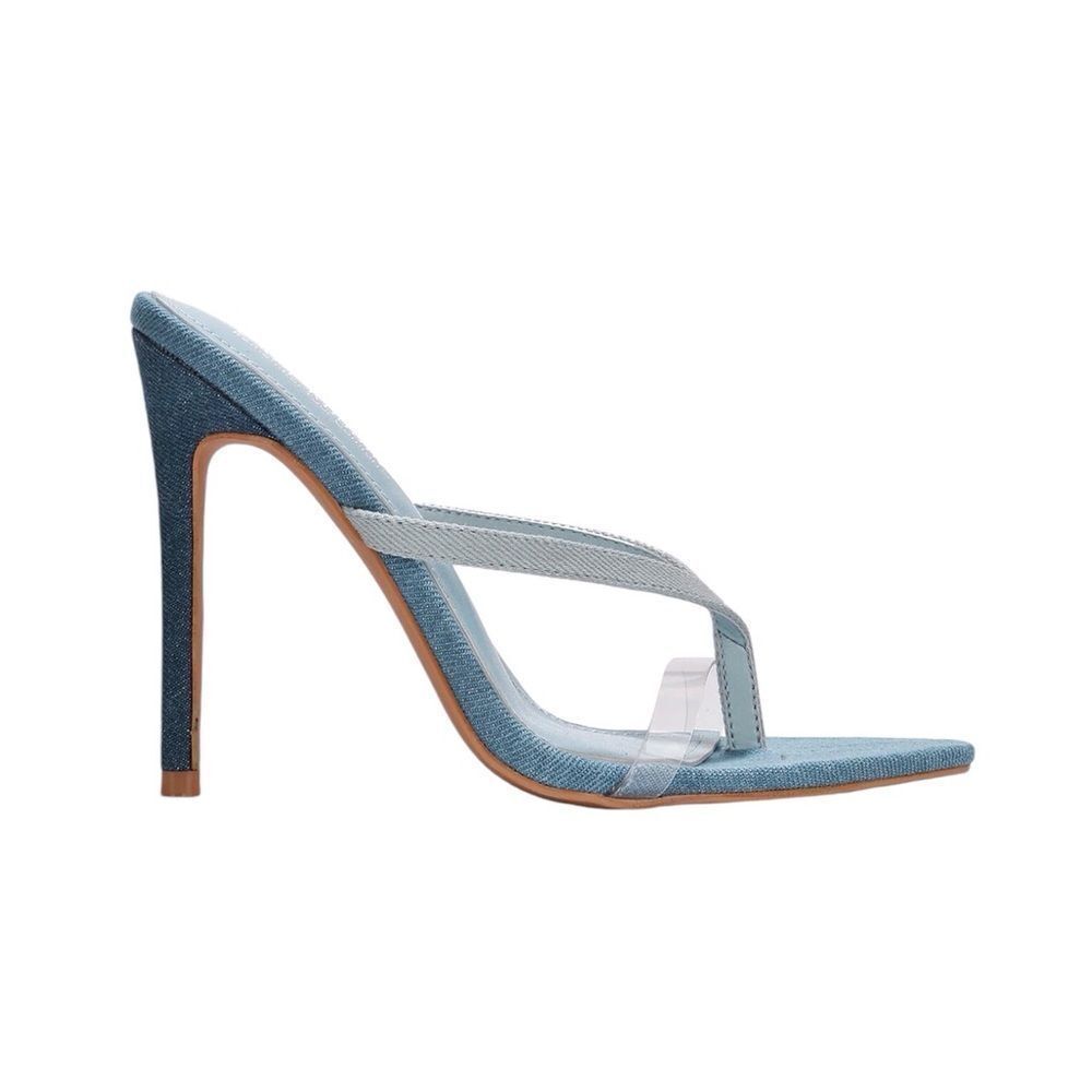 Cape Robbin Denim Sugarcrush Pointed Toe Thong Stiletto Heels Size 9